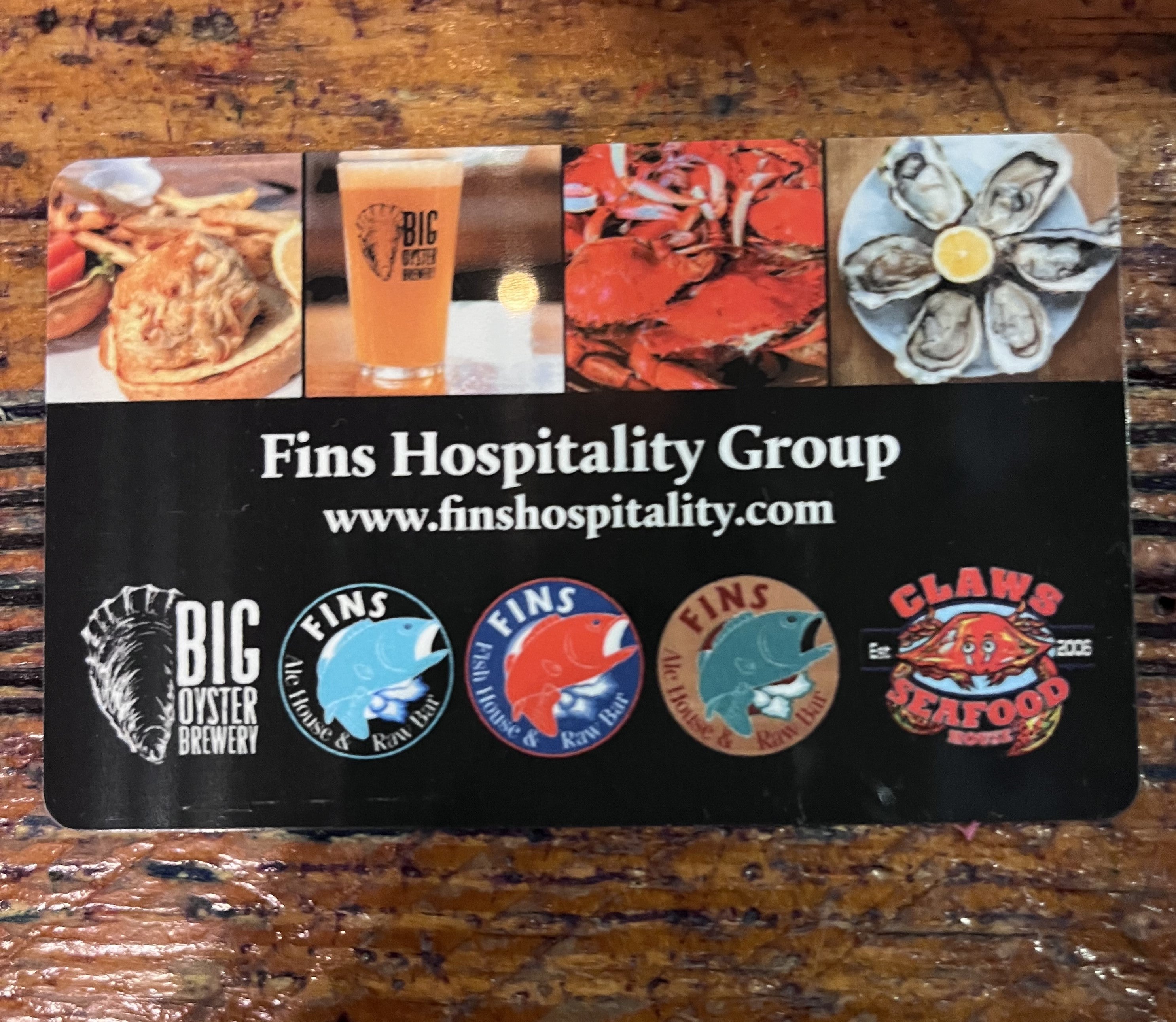 FINS Hospitality Group Gift Card Big Oyster Brewery